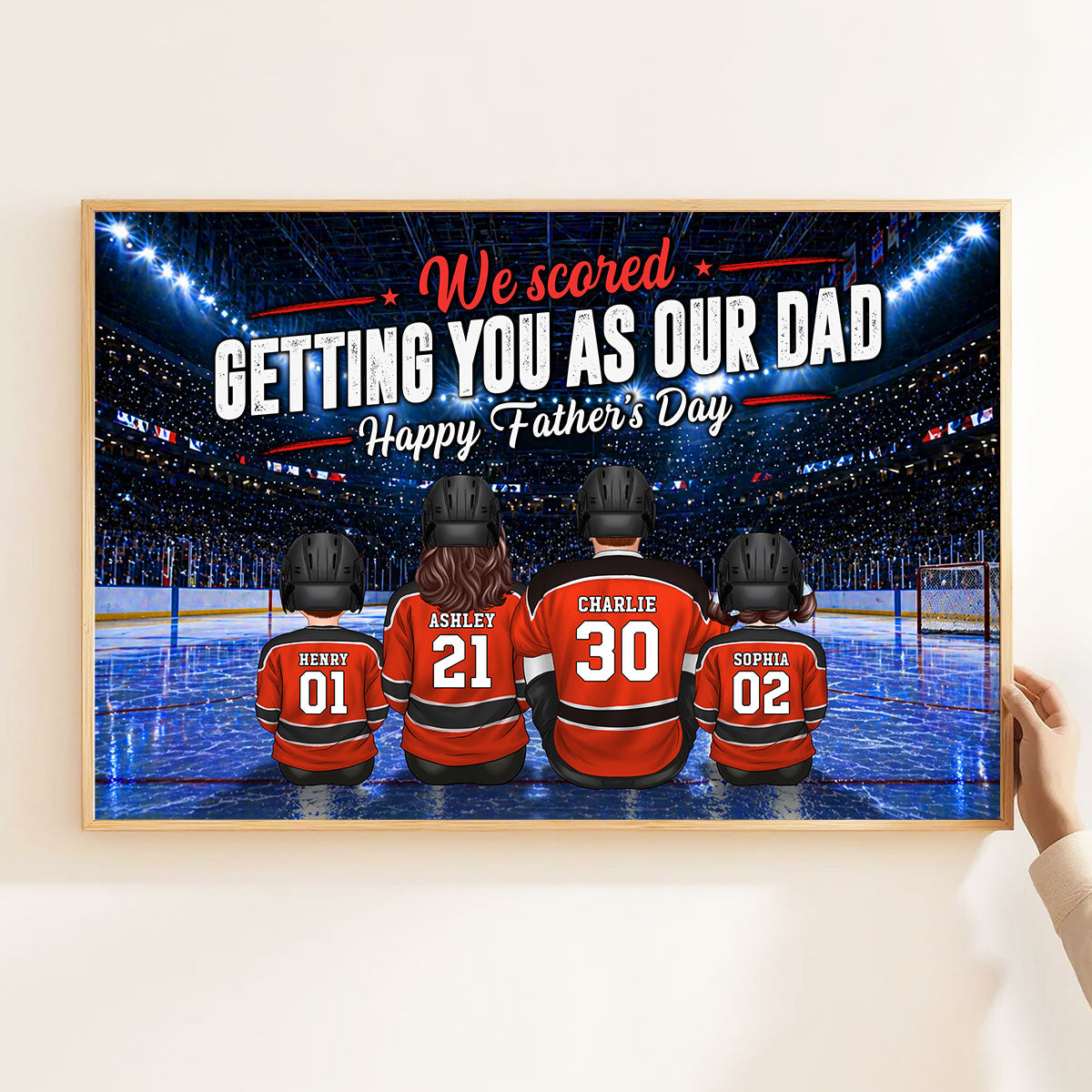 Hockey Dad We Scored Getting You As Our Dad - Personalized Poster - Father's Day Gift For Basketball Dad, Husband