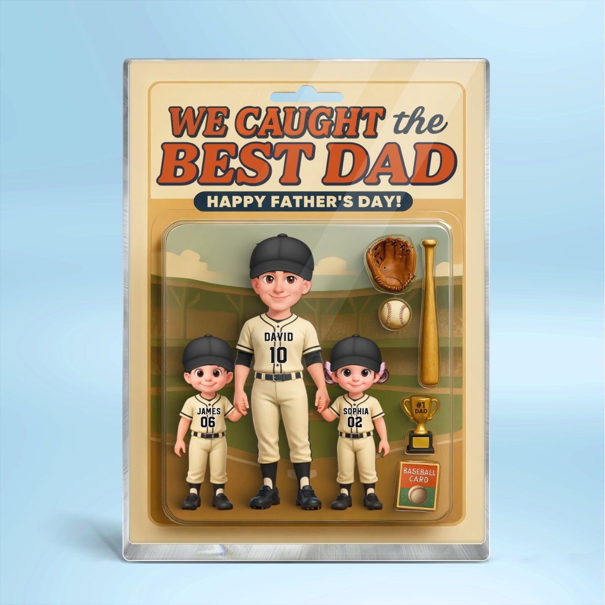 Baseball Things We Caught The Best Dad - Personalized Acrylic Block Plaque -  Gift For Baseball Dad