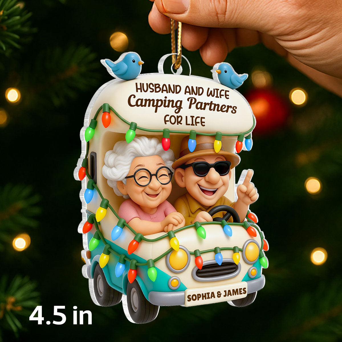 Husband And Wife Camping Partners For Life - Personalized Acrylic Ornament - Christmas Gift For Him, For Her, For Couple