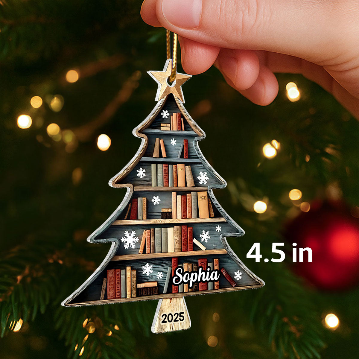 Christmas Book Tree - Personalized Acrylic Ornament - Christmas Gift For Book Lovers