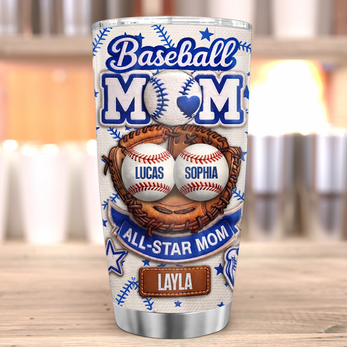 Baseball All Star Mom - Personalized Tumbler - Mother's Day Gift for Mom, Wife