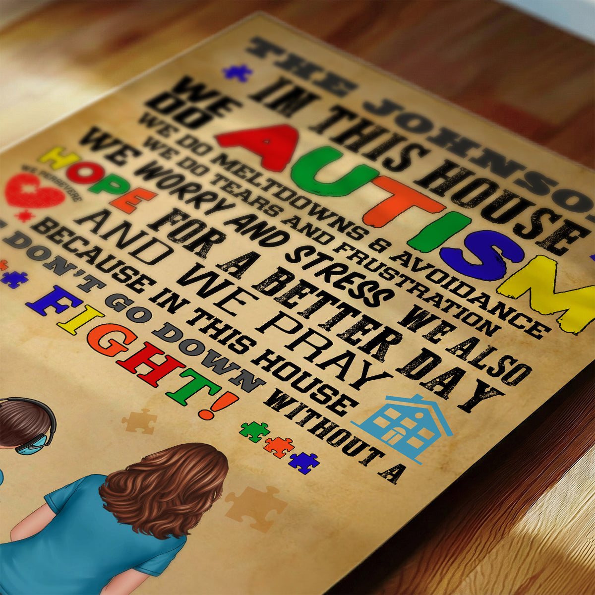 In This House We Do Autism Family Back View - Personalized Poster - Autism Awareness Home Decor