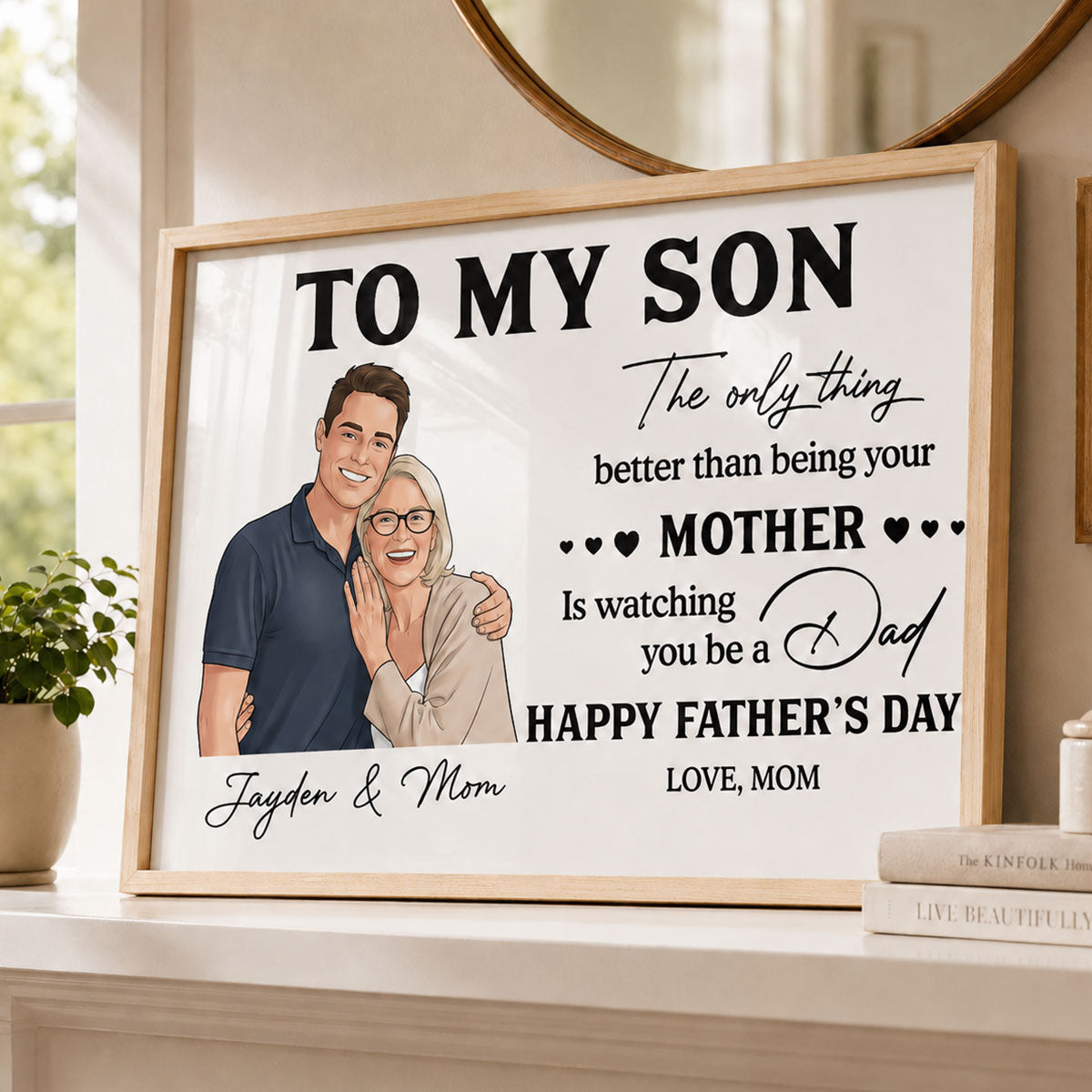 Portrait Color Drawing Style To My Son From Mom - Personalized Poster - Father's Day Gift For Son