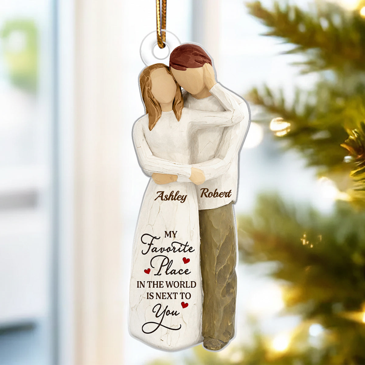 I Want To Grow Old With You Wooden Figurine - Personalized Acrylic Ornament - Heartwarming Christmas Gift For Him, For Her, For Couple
