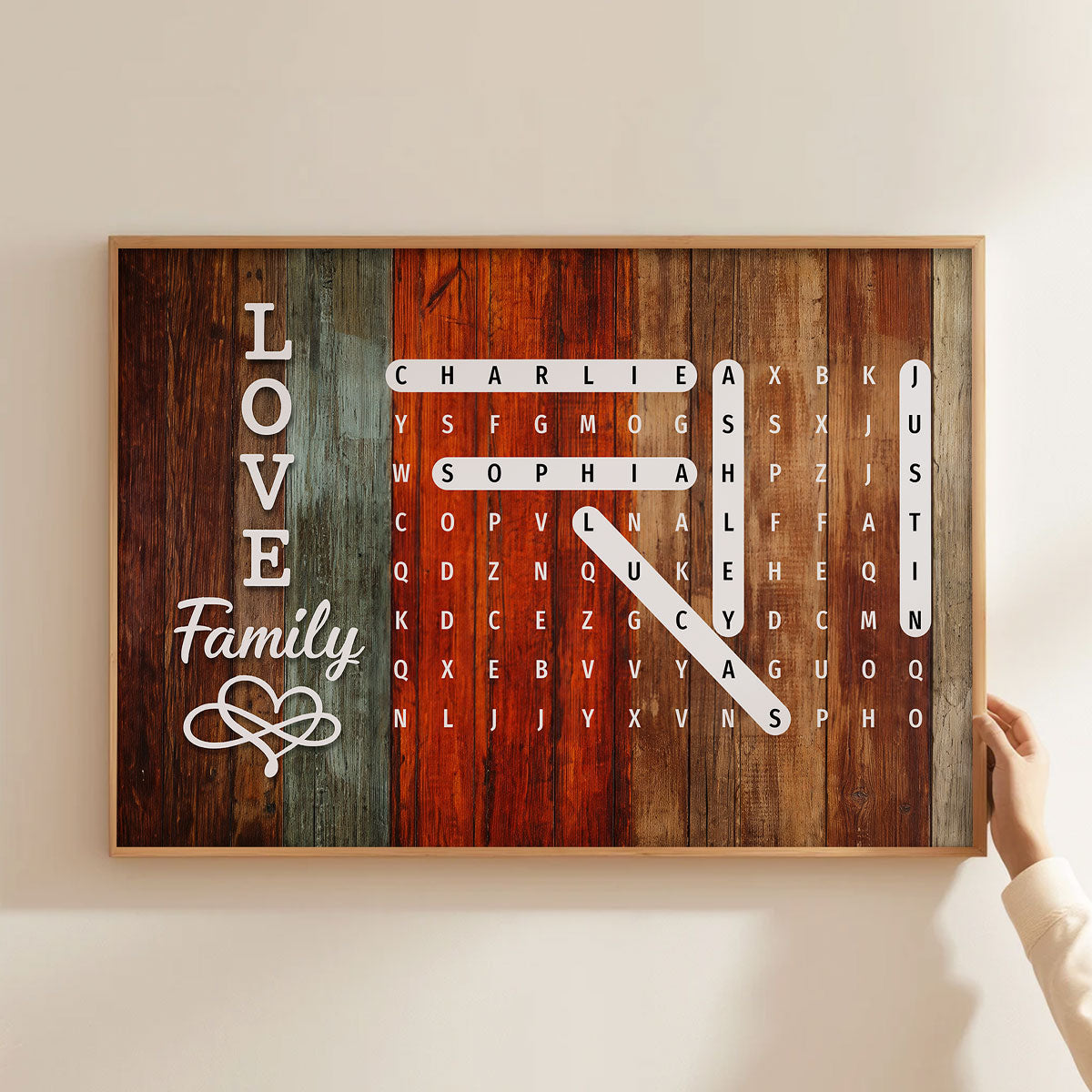 Family Name World Search Puzzle - Personalized Poster - Mother's Day Gift, Gift For Mom