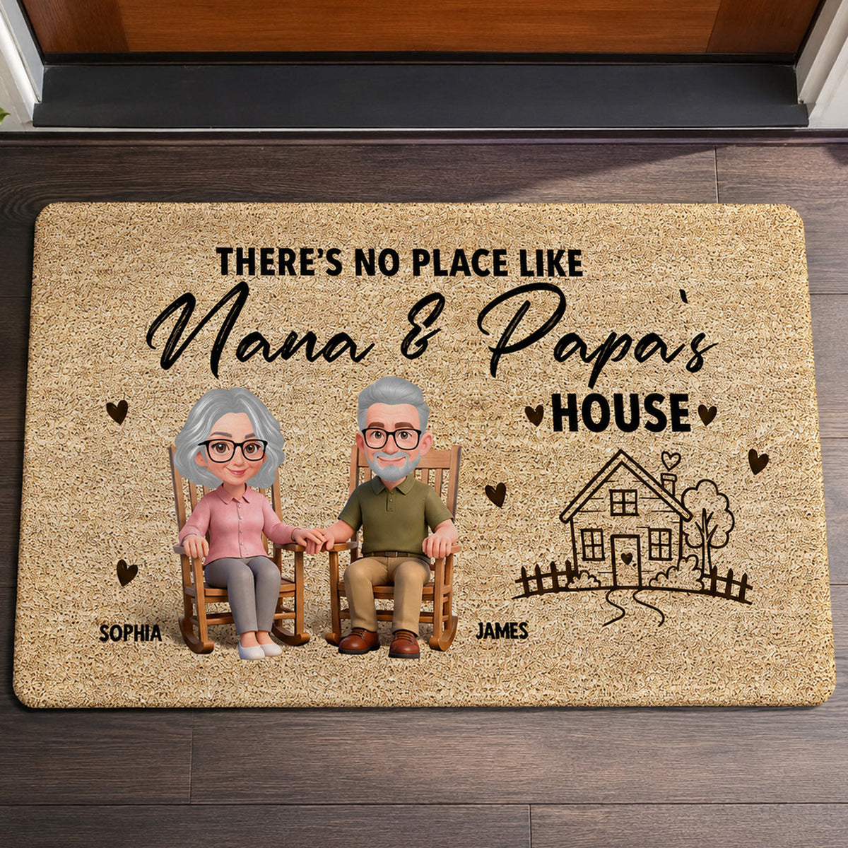No Place Like Grandparents' House - Personalized Doormat - Home Decor Gift, Grandkids Welcome Decorations