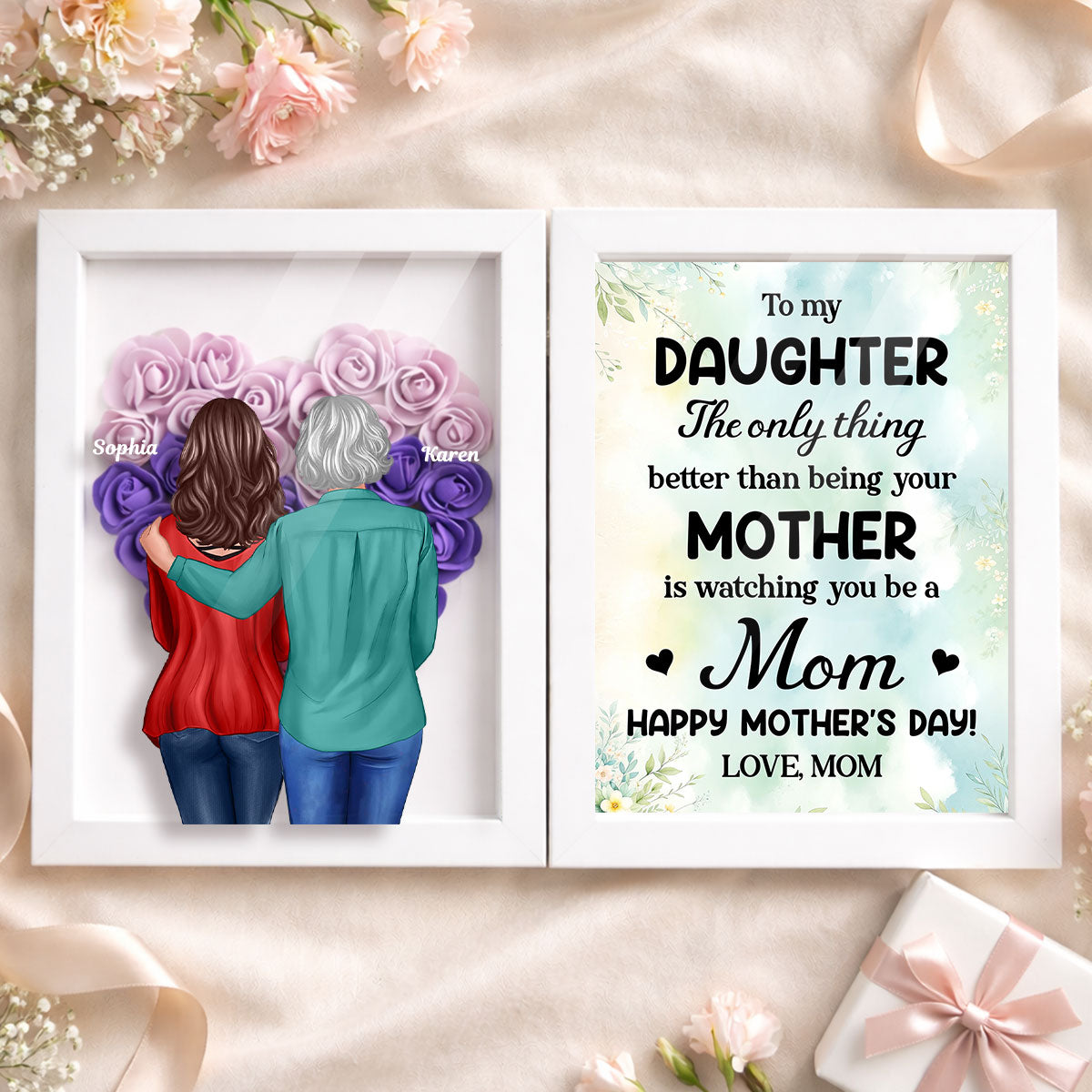 To My Daughter The Only Thing - Personalized Flower Shadow Box - Heartfelt Gift For Daughter