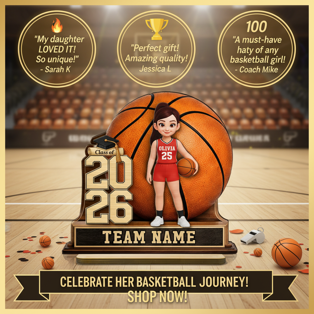 Basketball Senior Keepsake - Personalized 2-Layered Wooden Plaque - Graduation Gift For Son, Daughter