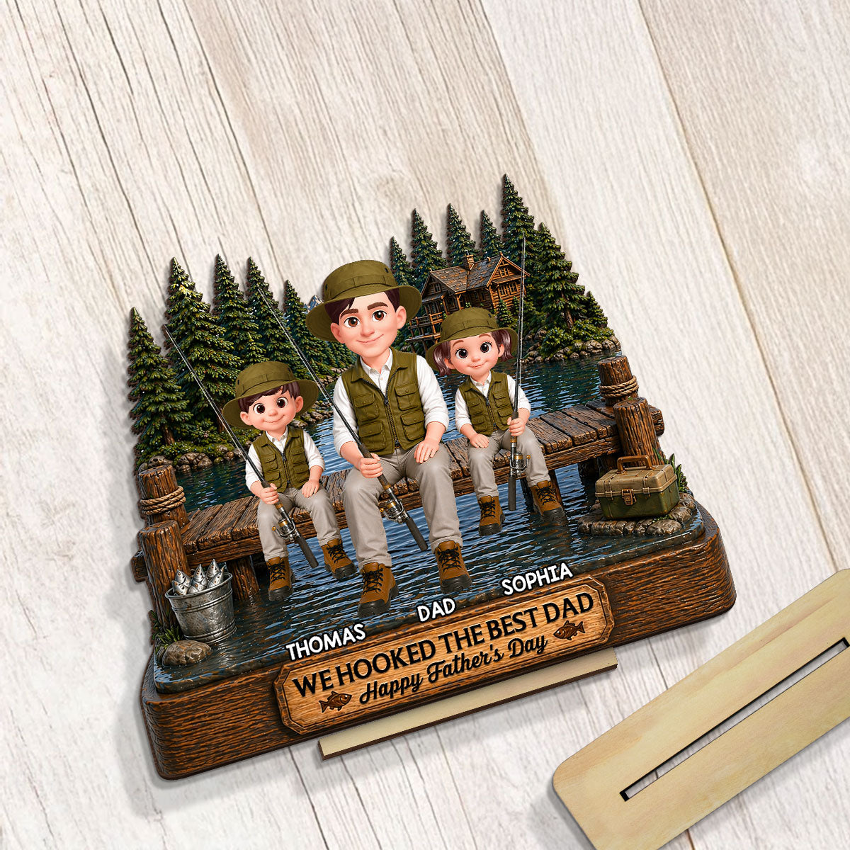 Fishing We Hooked The Best Dad - Personalized 2-Layered Wooden Plaque -  Gift For Fishing Dad, Fishing Lovers