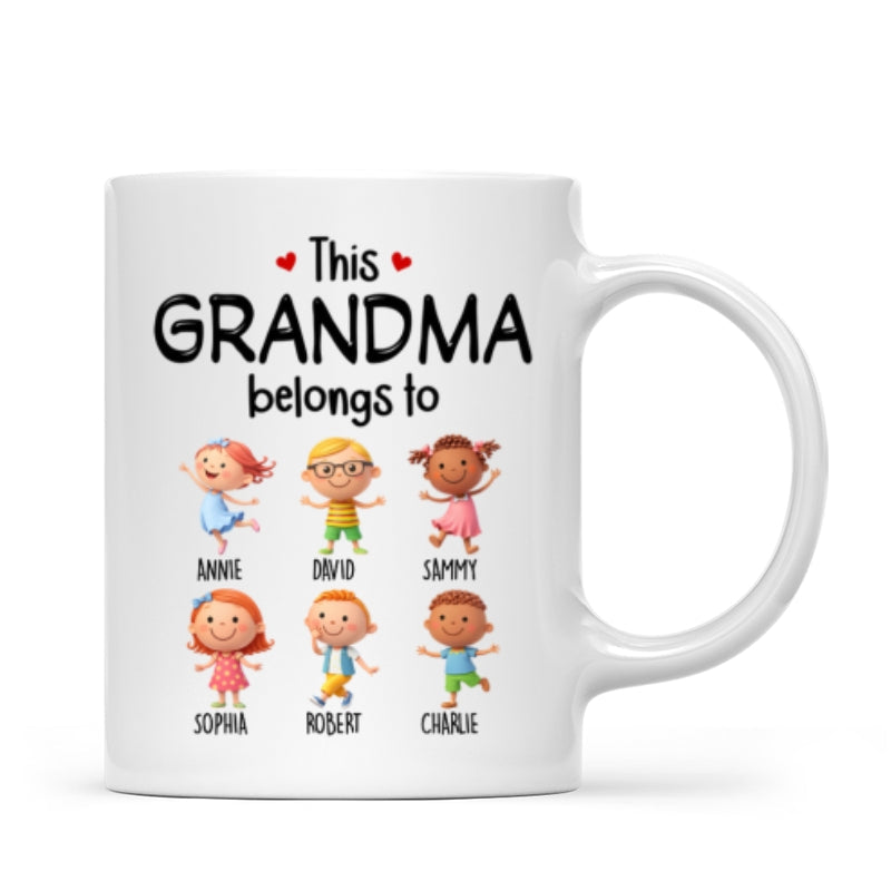 This Grandma Belongs to Cute Grandkids - Personalized Mug - Heartfelt Gift for Grandma