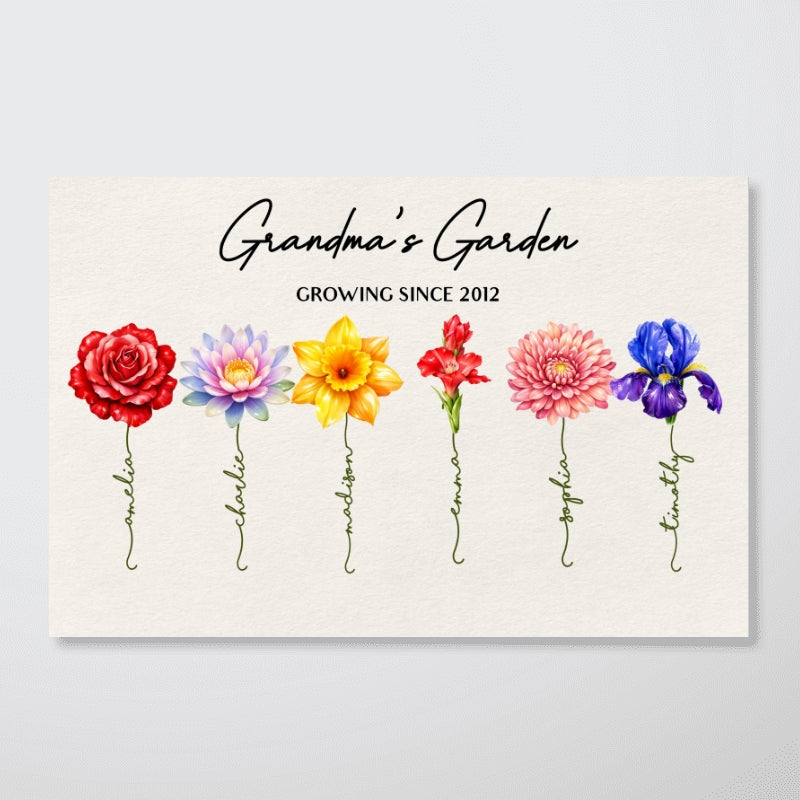 Grandma Garden Custom Birth Month Flower - Personalized Poster - Sentimental Gift for Grandma