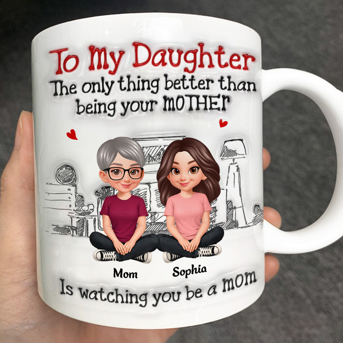 To My Daughter From Mom Dad 2D Flat - Personalized Mug - Heartfelt Mother's Day Gift For Daughter