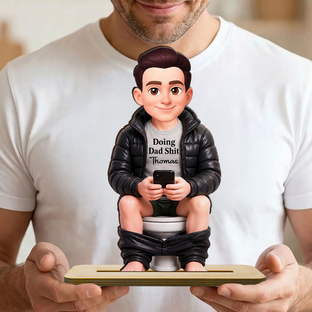 Doing Dad Sh*t Funny - Personalized 2-Layered Wooden Plaque - Funny  Gift for Dad, Husband