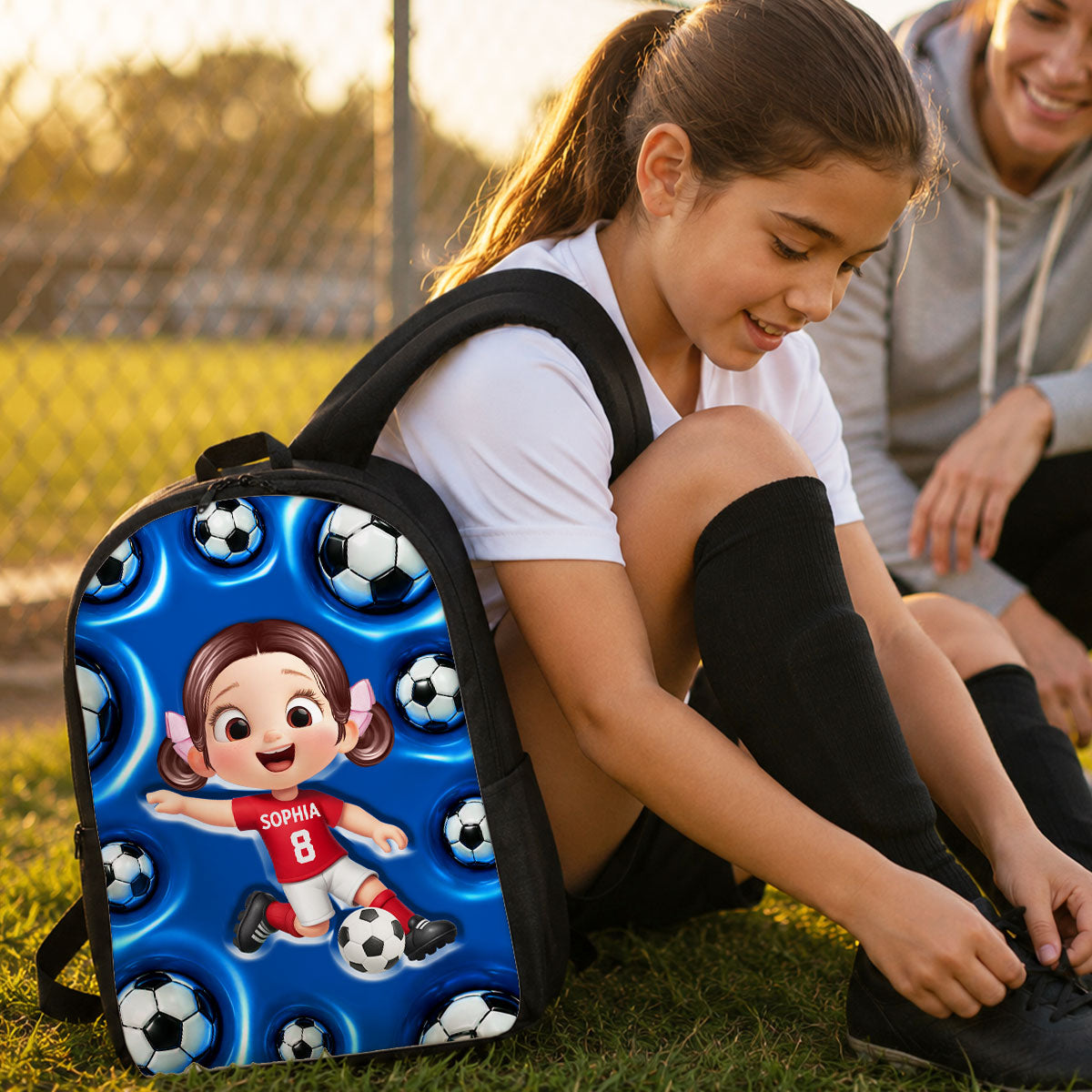 Soccer Patterns Boy And Girl - Personalized Backpack - Back To School Gift For Kids, Daughters, Sons, Grandkids