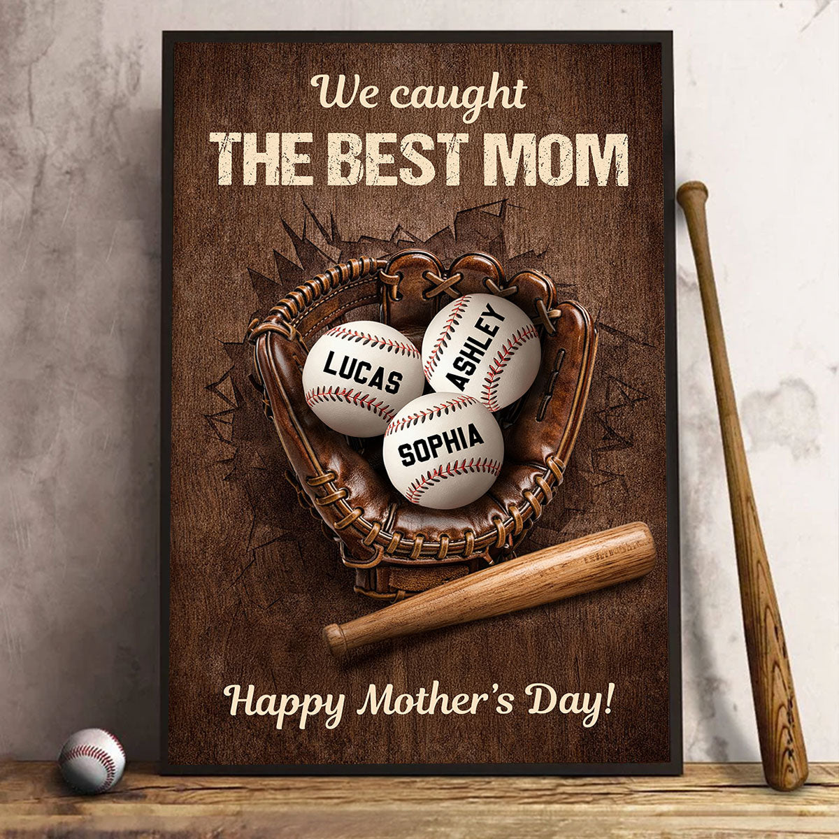 Happy Mother's Day Baseball Mom - Personalized Poster - Heartfelt Mother's Day Gift for Mom, Wife