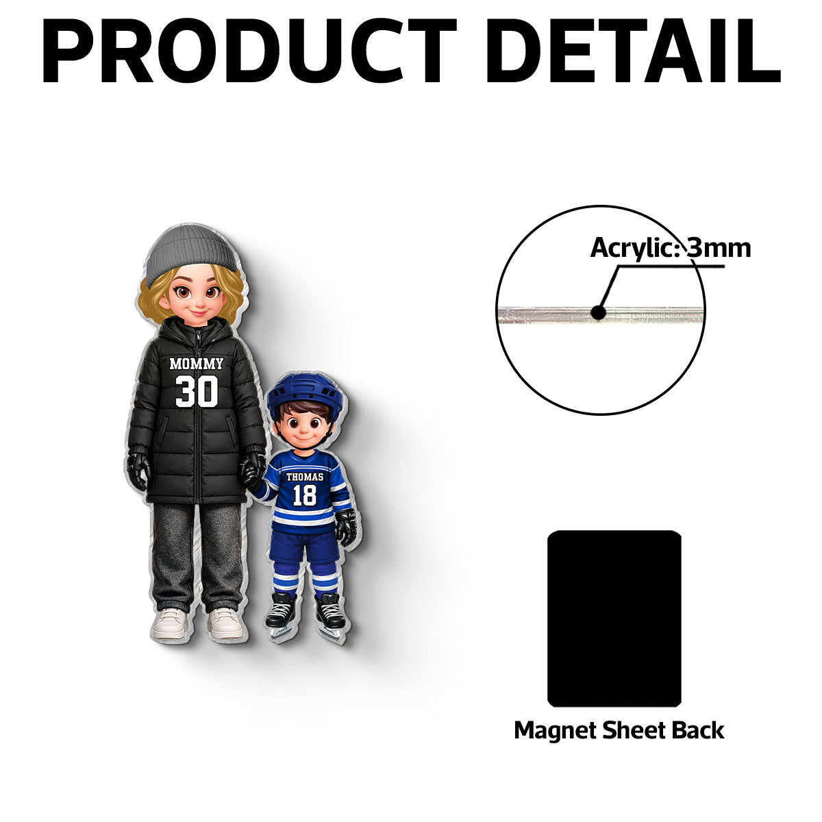 Hockey Mom And Kids - Personalized Acrylic Fridge Magnet - Heartfelt Gift For Hockey Mom, Gift For Wife