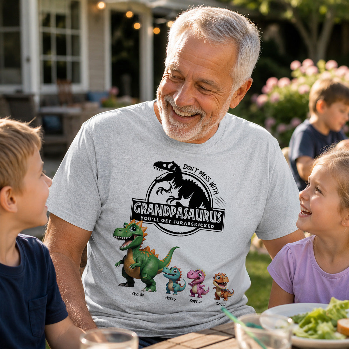 Don't Mess With Grandpasaurus - Personalized Shirt - Father's Day Gift For Grandpa, Dad, Husband
