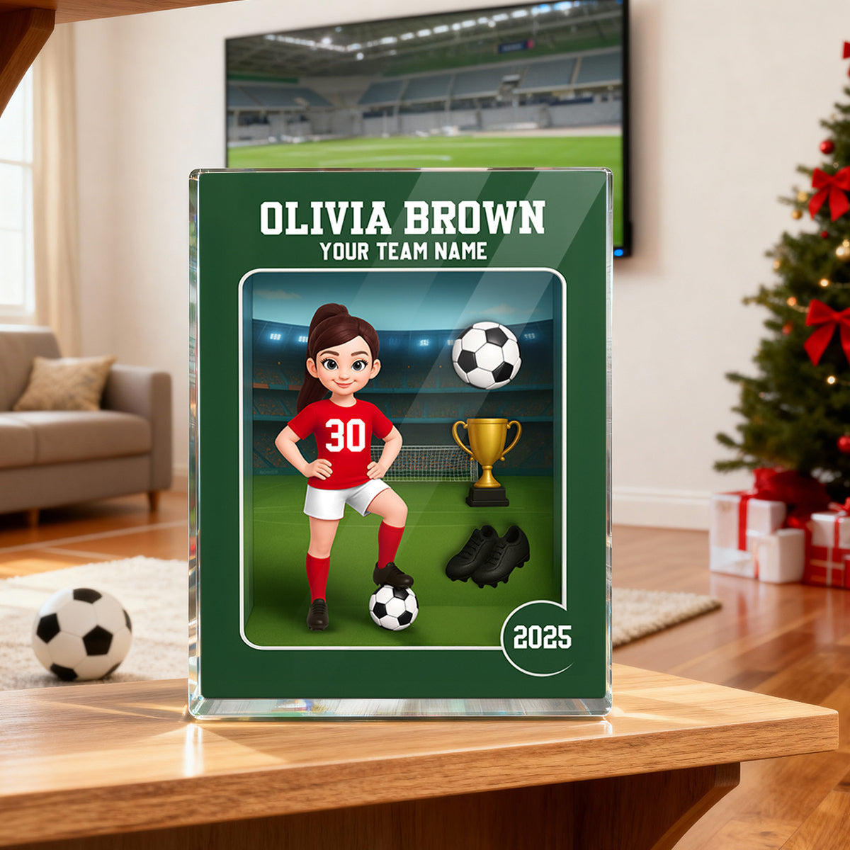 Soccer Player Toy Box Action Figure 3D Effect - Personalized Acrylic Block