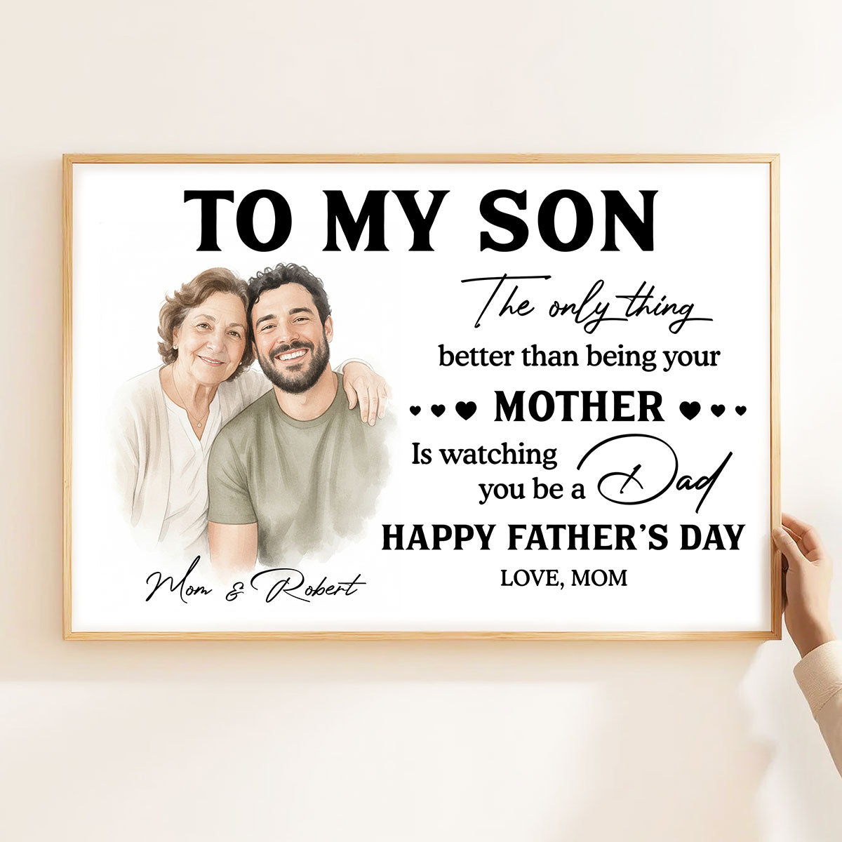 Watercolor Style To My Son From Mom - Personalized Poster - Father's Day Gift For Son