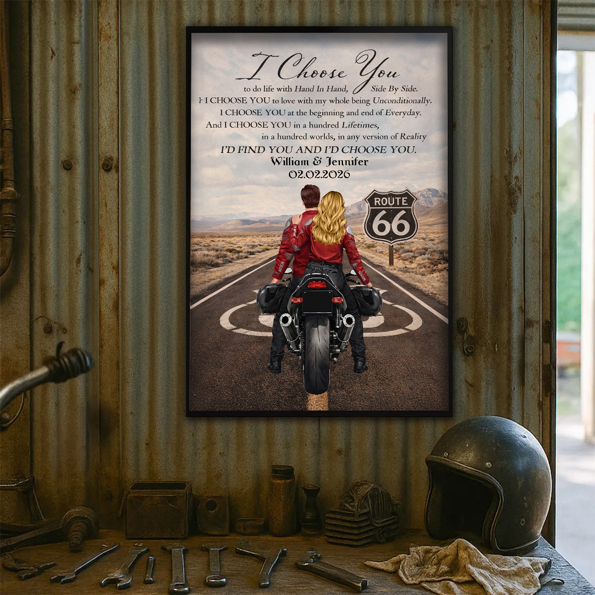 I Choose You Biker Couples - Personalized Poster - Sentimental Anniversary Gift for him, for her