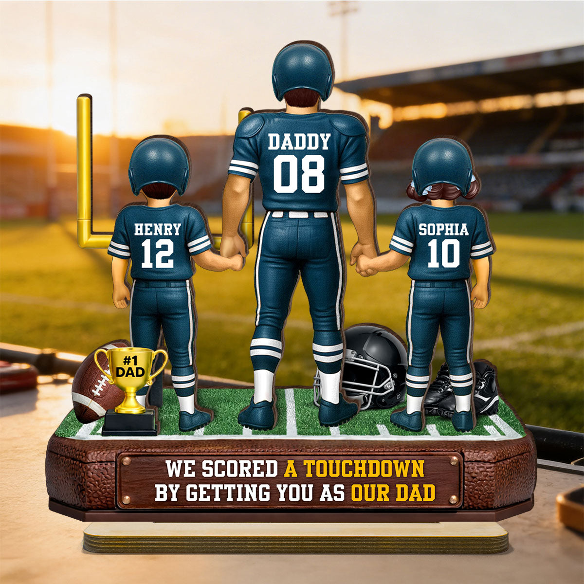 American Football Dad We Scored A Touchdown - Personalized 2-Layered Wooden Plaque - Heartfelt Gift For Football Dad, Gift For Husband