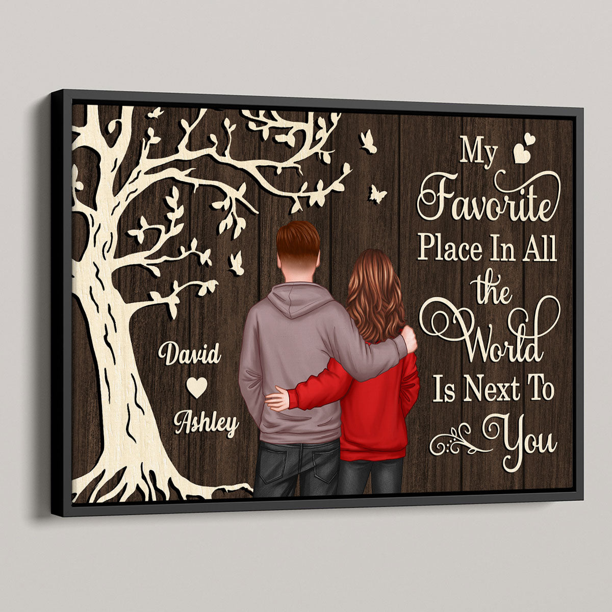 My Favorite Place in All the World Couple Tree - Personalized Poster - Gift for him, Gift for her