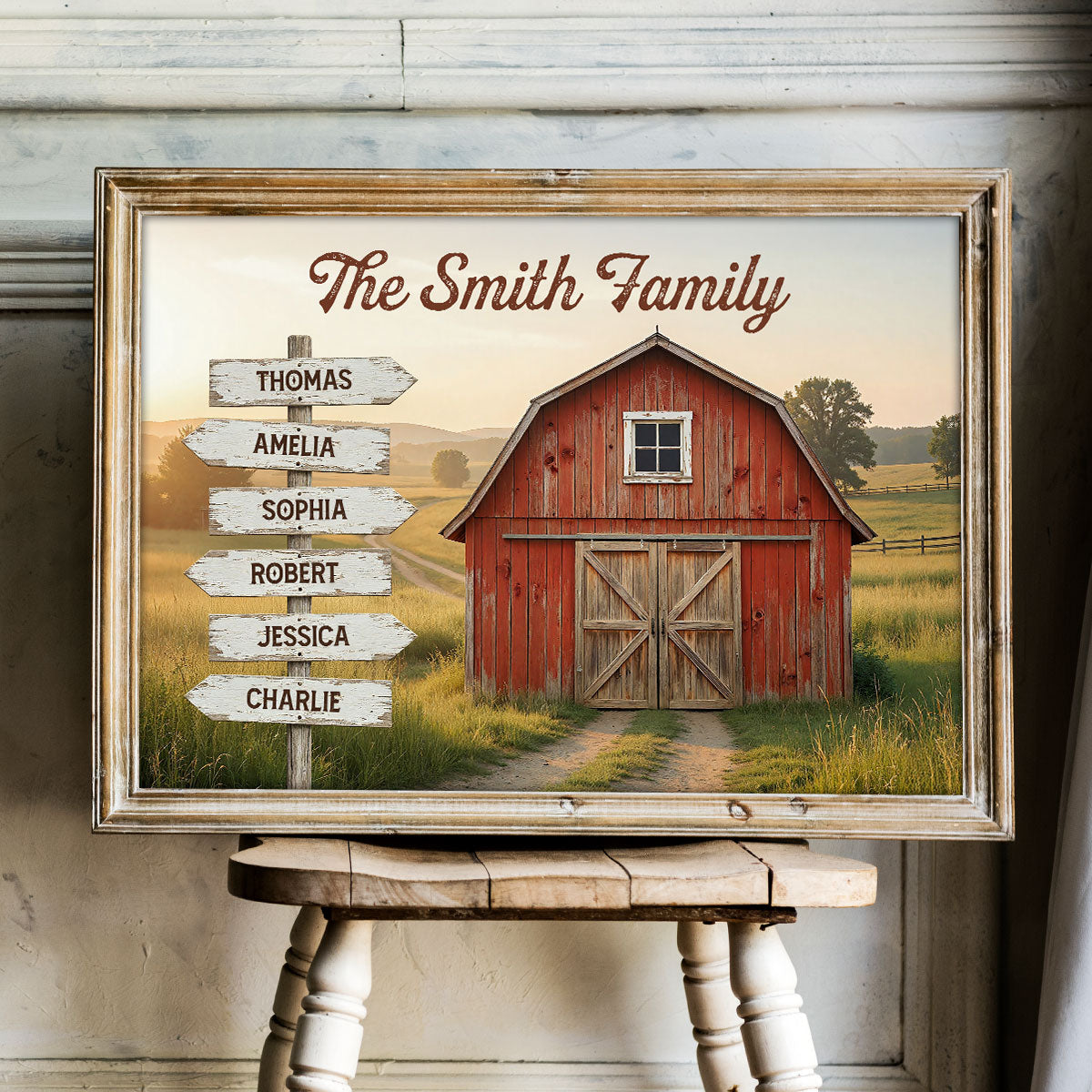 Nostalgia Barn House Family Sign Posts - Personalized Poster - Gift For Family, Farmhouse Decor