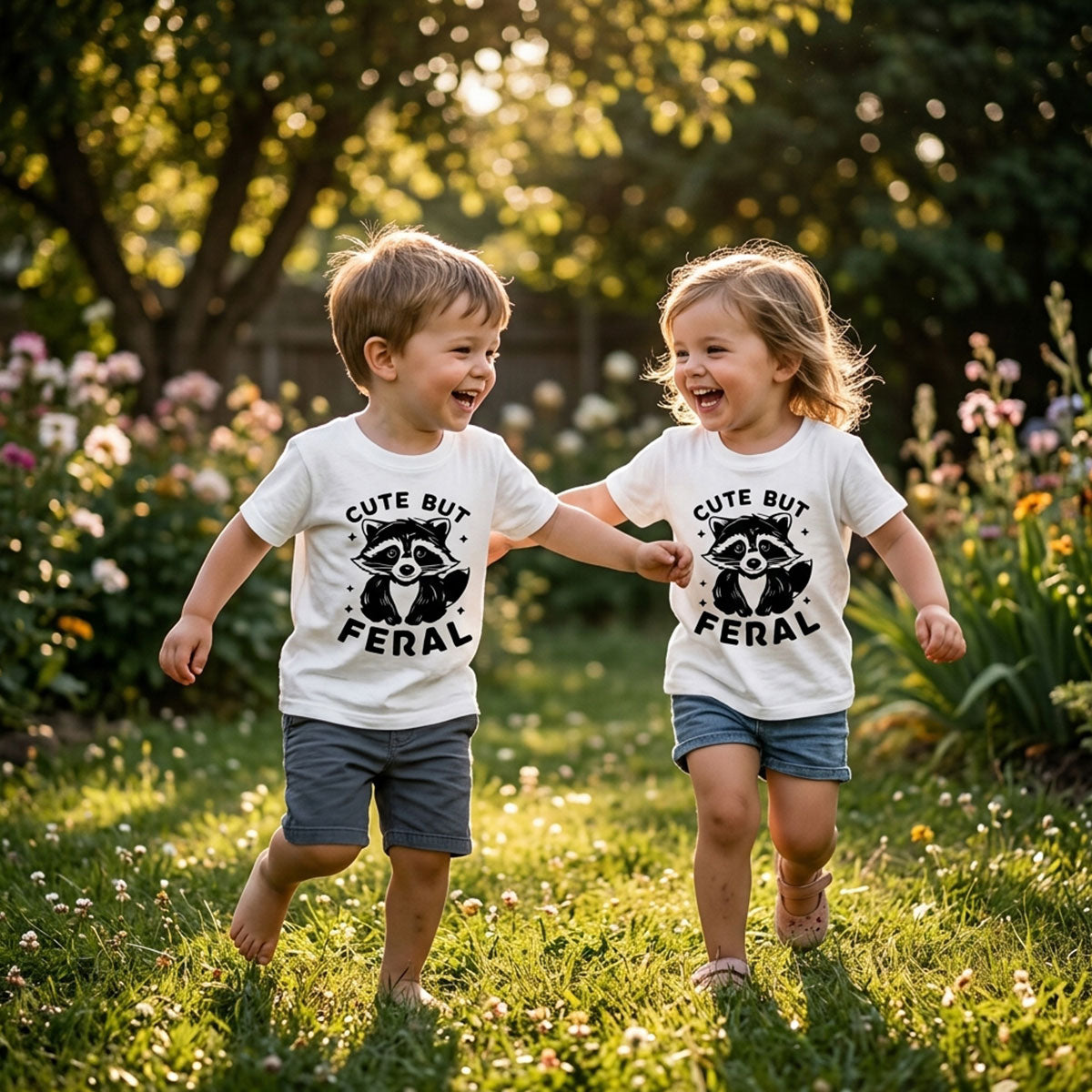 Cute But Feral Raccoon Funny Shirt For Kid