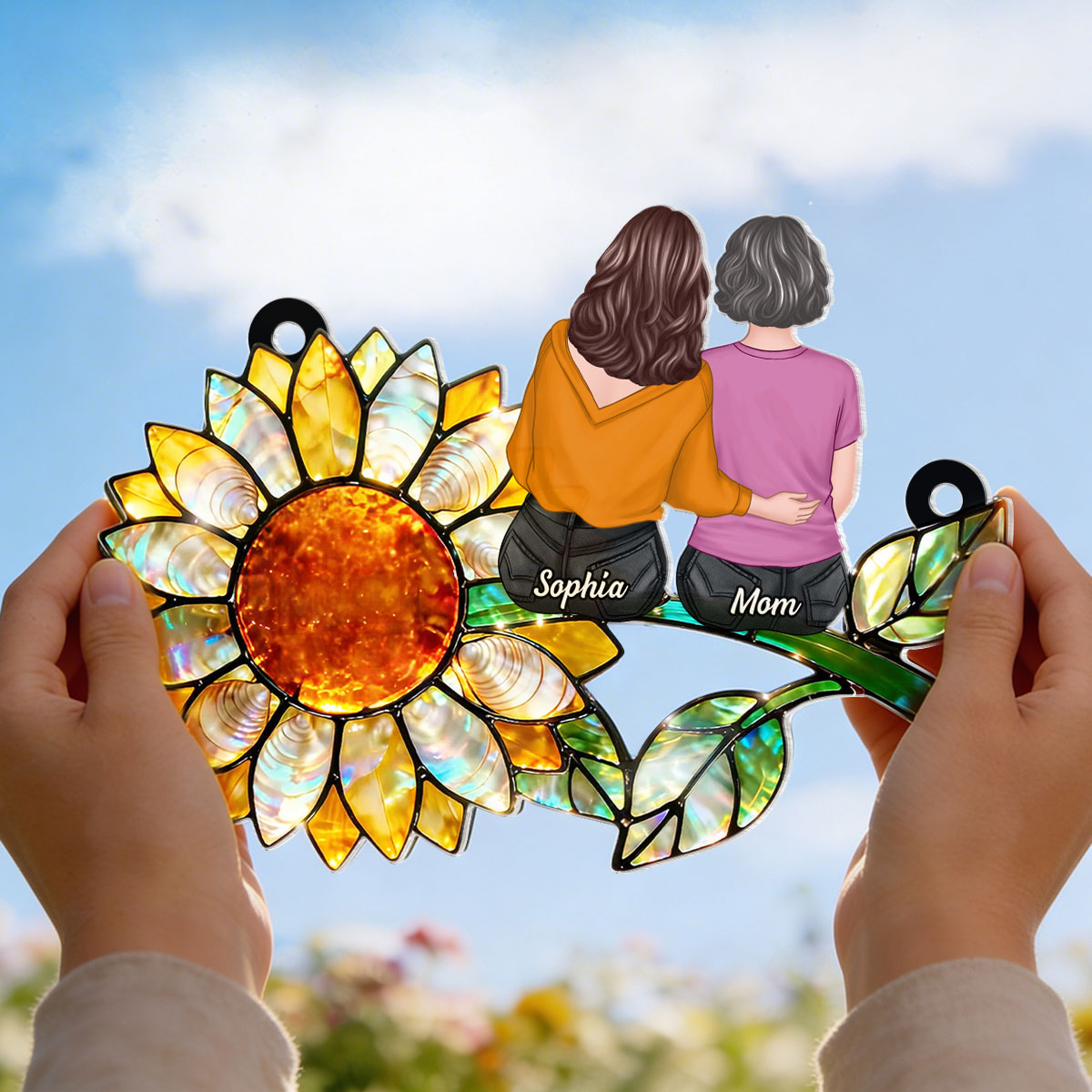 Mother Daughter Sunflower - Personalized Suncatcher - Mother's Day Gift for Mom