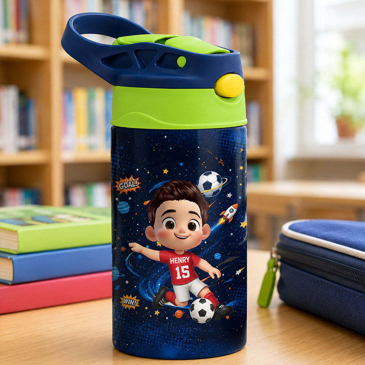 On-trend Soccer Design for Boys Girls - Personalized Kid Water Bottle - Back to School Gift for Kids