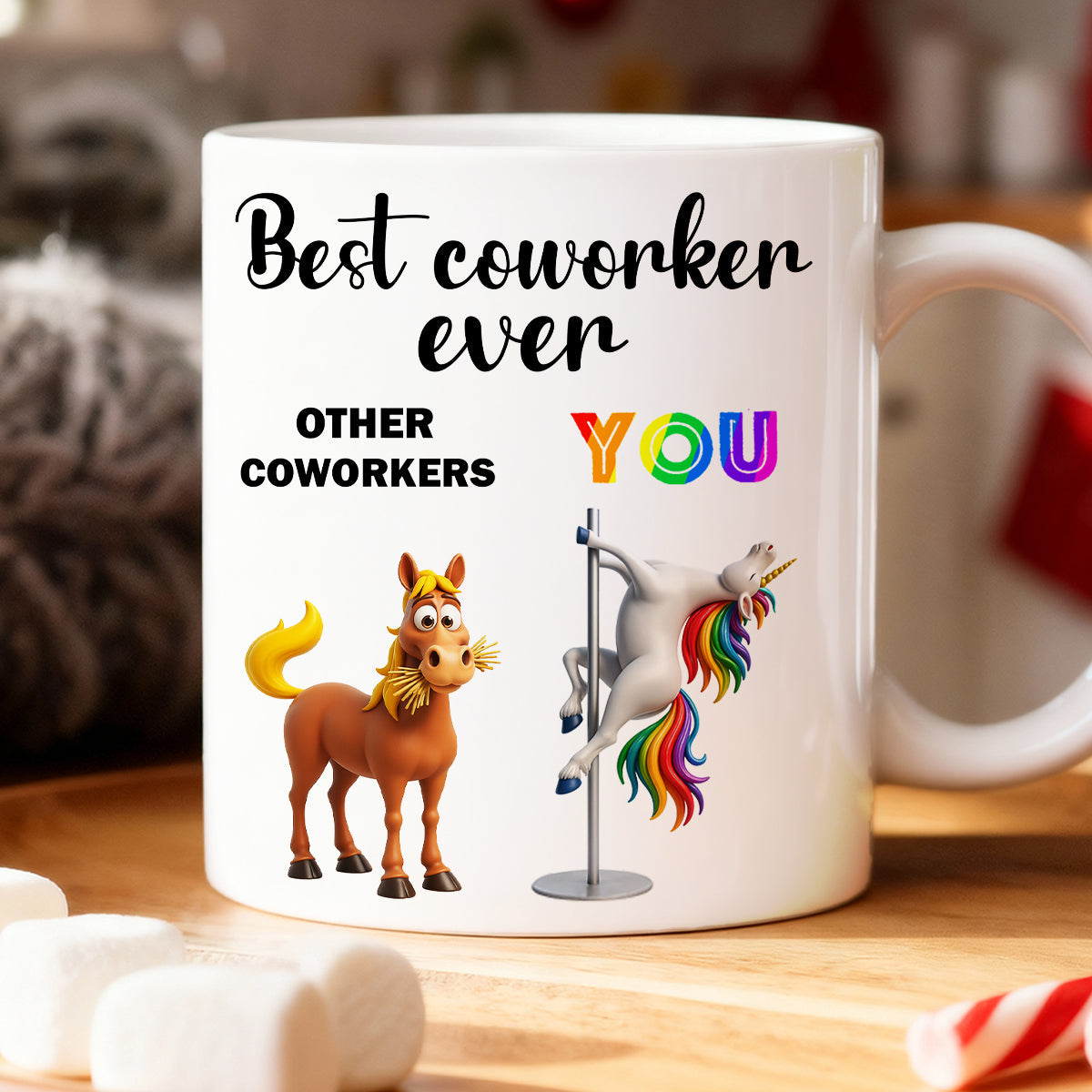 Funny Unicorn Coworker - Personalized Mug - Christmas Gift for Coworker, White Elephant