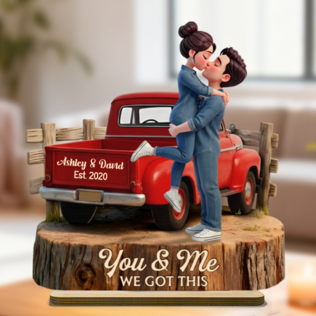 Romantic Couple Pickup Truck You & Me We Got This - Personalized 2-Layered Wooden Plaque - Gift For Couple, Farmhouse Decor