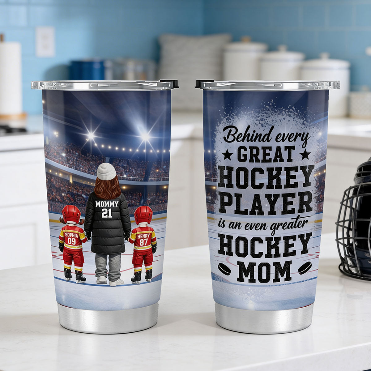 Behind Every Great Hockey Player Is An Even Greater Hockey Mom - Personalized Tumbler - Mother's Day Gift For Hockey Mom, Gift For Wife