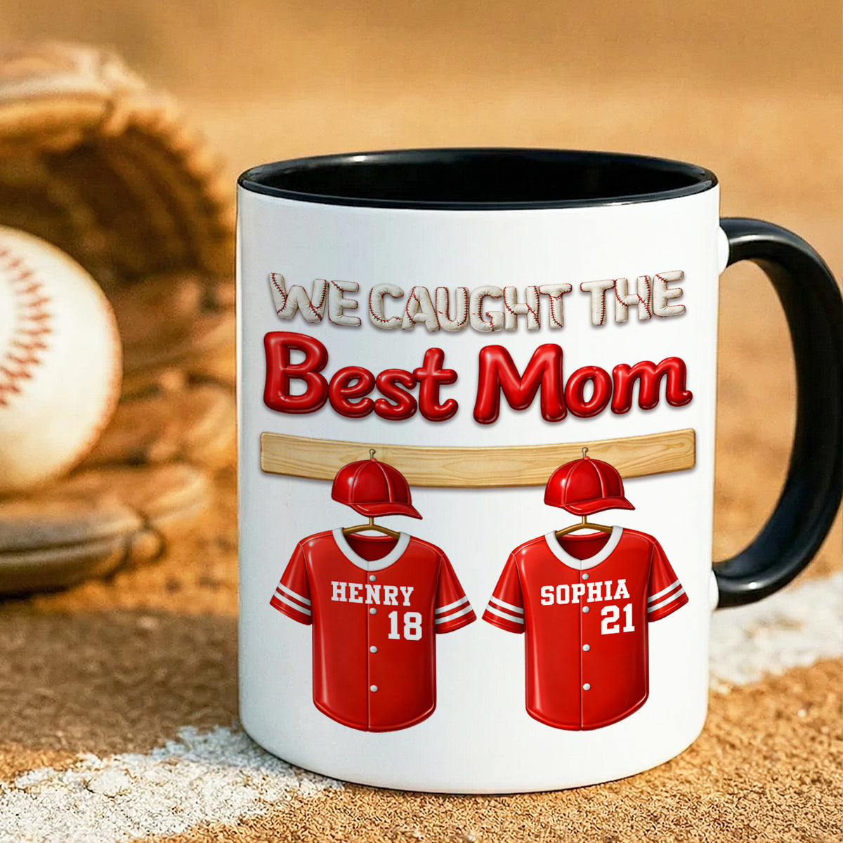 We Caught The Best Mom Baseball Kids - Personalized Mug - Heartfelt Gift For Baseball Mom, Gift For Wife