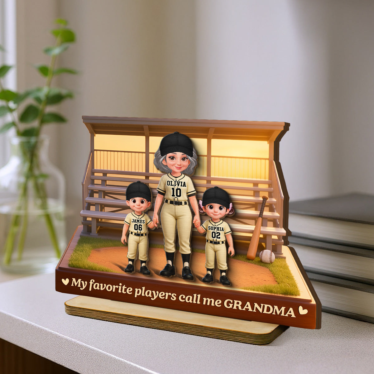 From The Baseball Bleachers With Love My Favorite Players Call Me Grandma - Personalized 2-Layered Wooden Plaque - Mother's Day Gift For Baseball Grandma