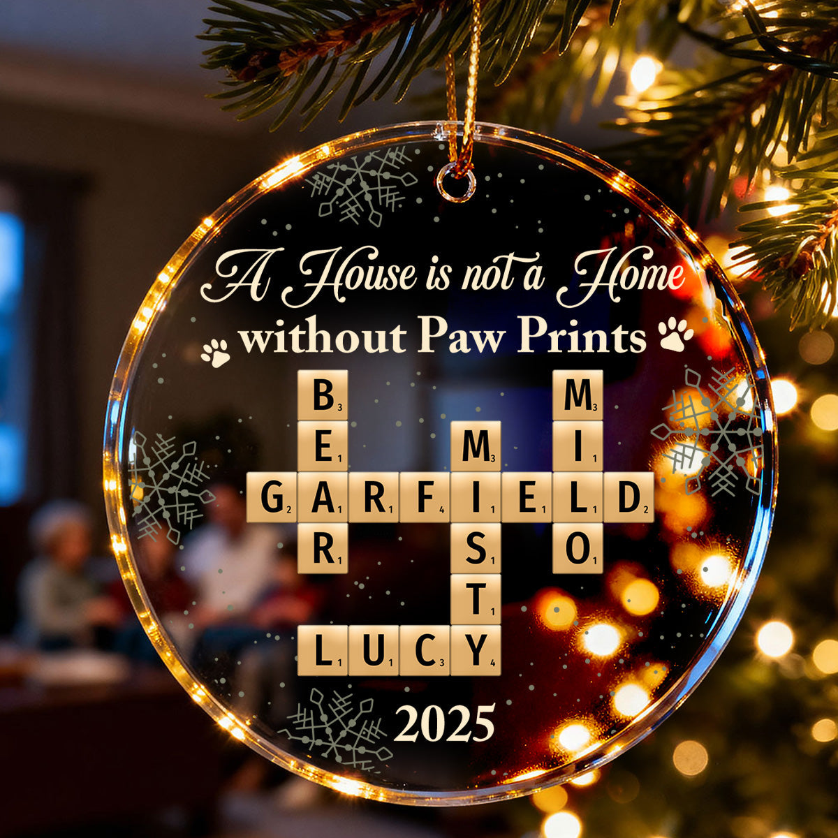 A House Is Not A Home Without Paw Prints Crossword Puzzle Art - Personalized Acrylic Ornament