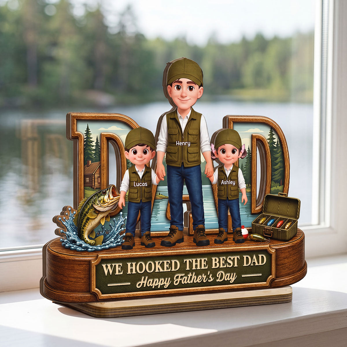 We Hooked The Best Dad Fishing Dad - Personalized 2-Layered Wooden Plaque -  Gift For Fishing Dad, Fishing Lovers