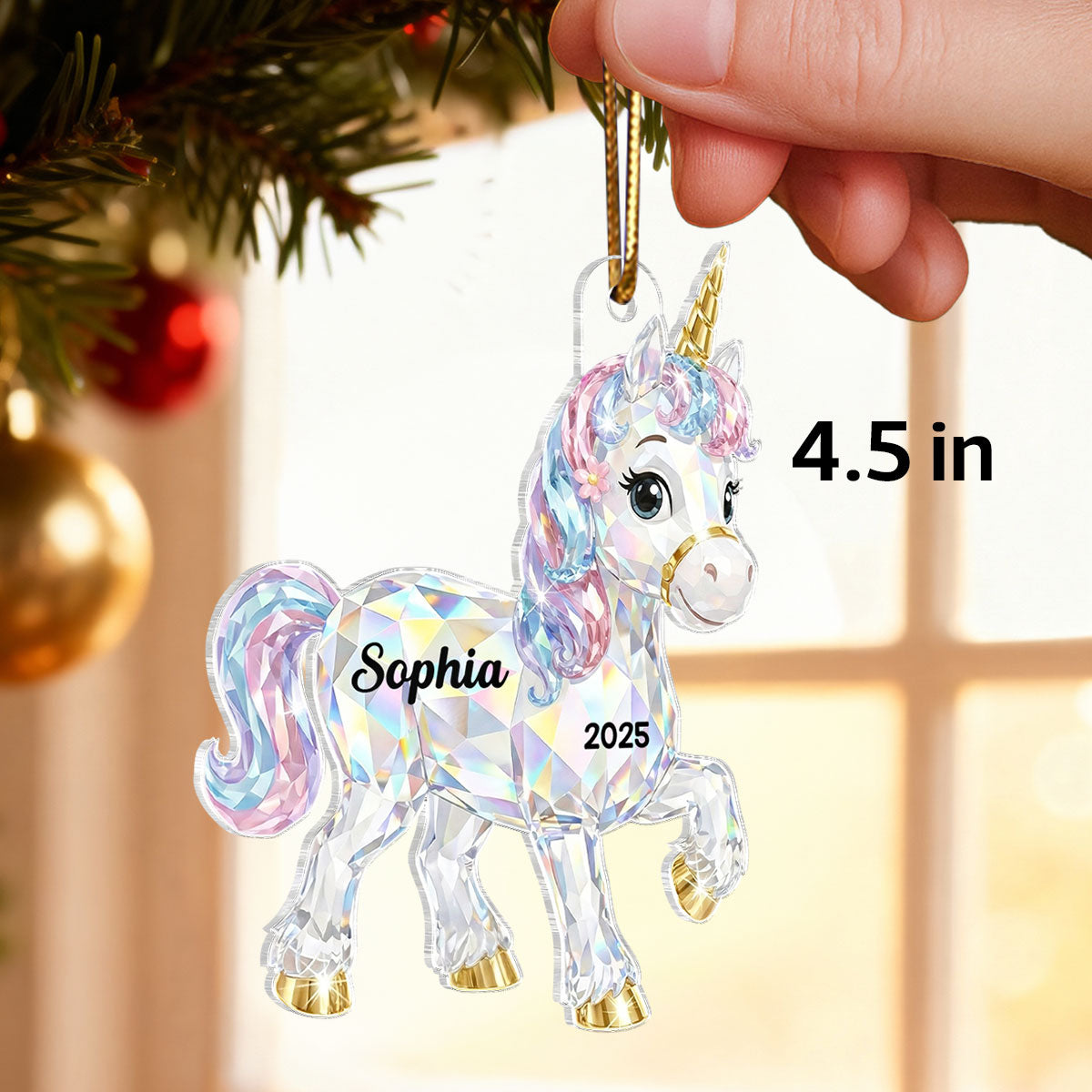 3D Effect Unicorn Pattern Crystal - Personalized Acrylic Ornament