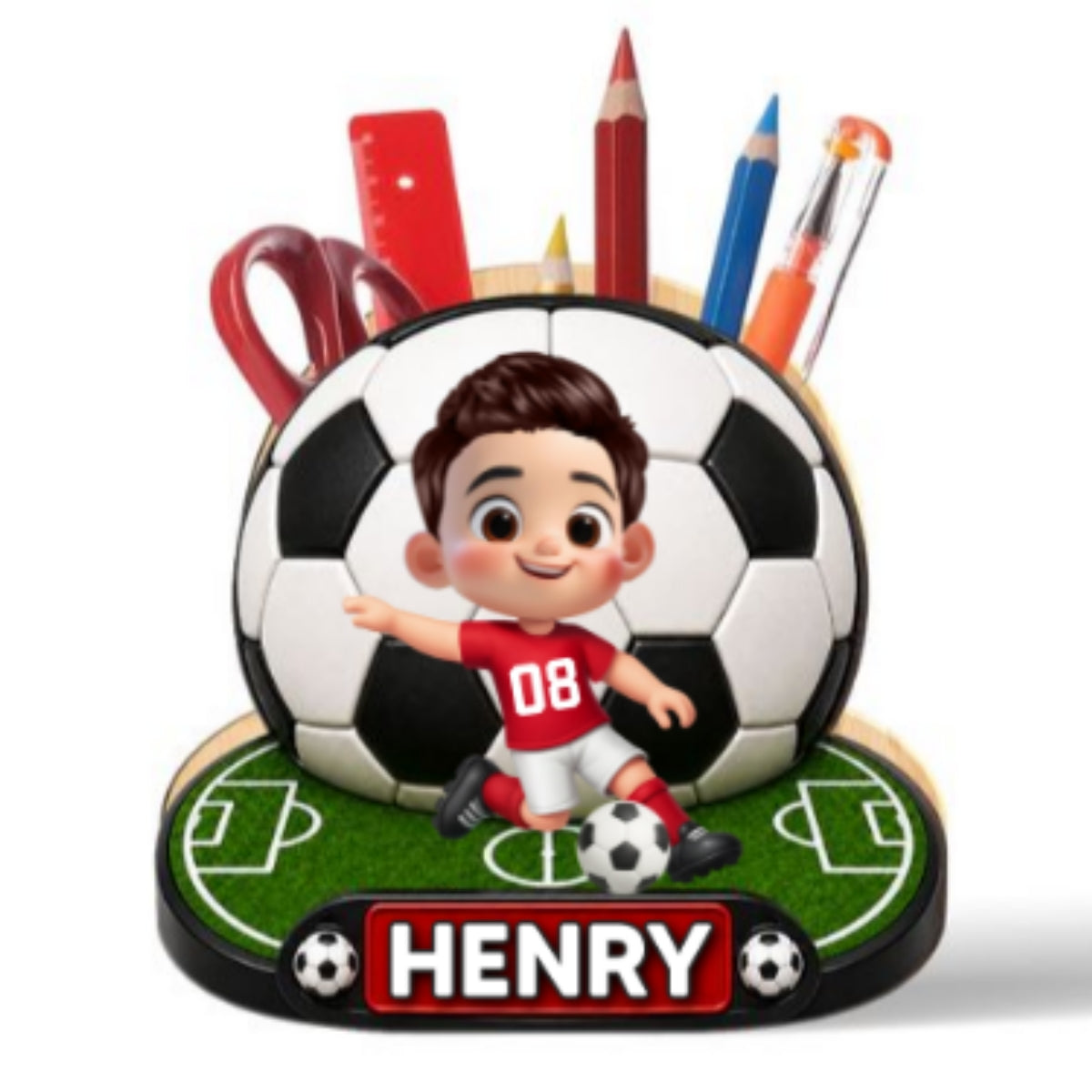 Trending Soccer Kids - Personalized Pencil Holder - Back To School Gift For Kid, Girl, Boy