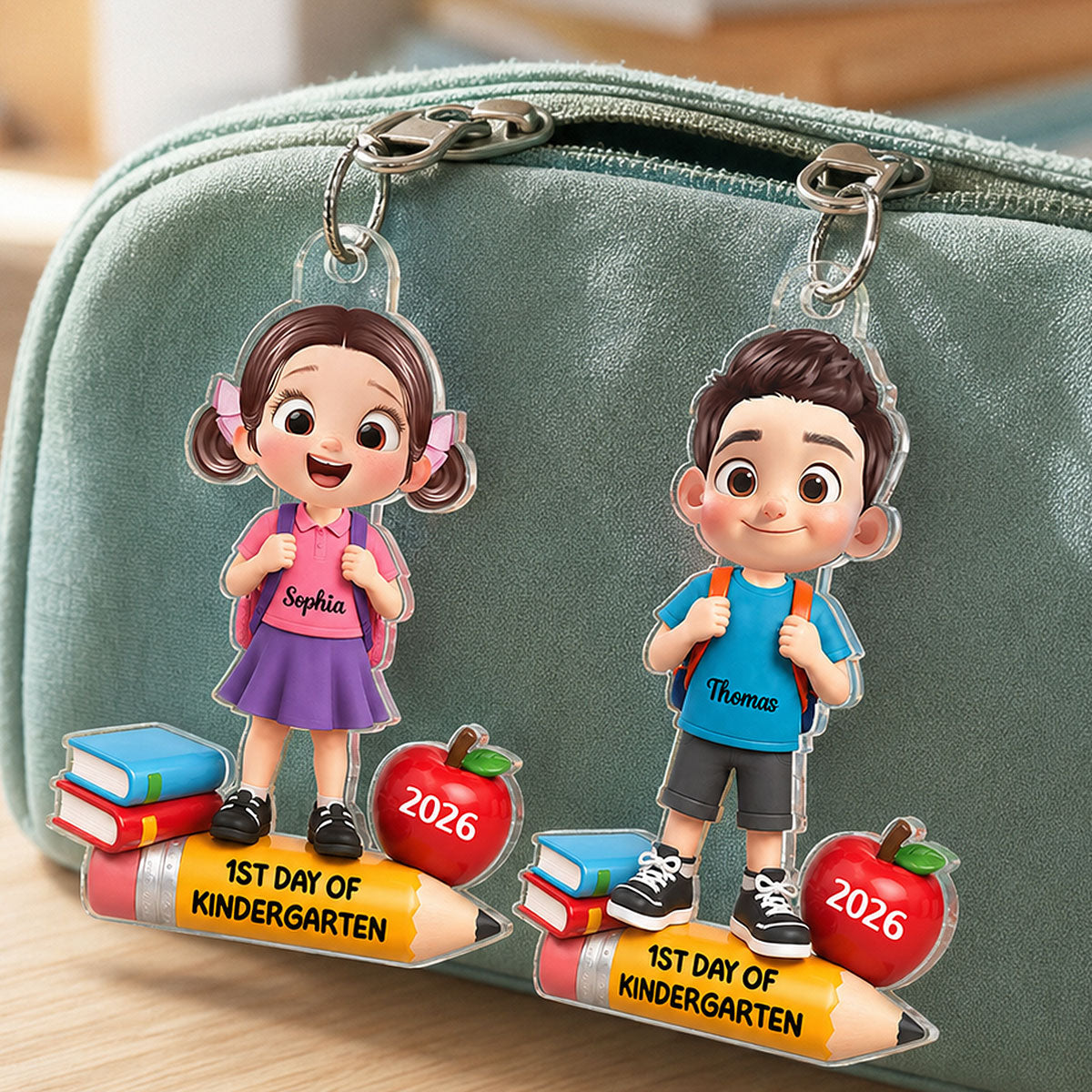 1st Day Of Kindergarten Boy Girl 2D Flat - Personalized Acrylic Ornament - Back To School Gift, Christmas Keepsake