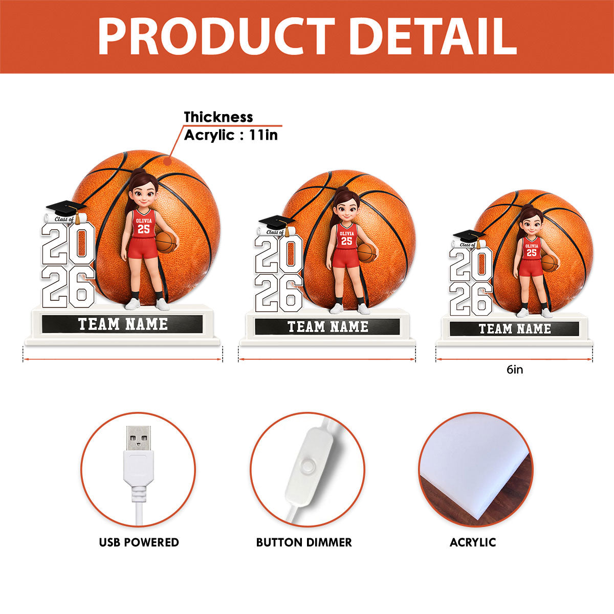 Basketball Senior Keepsake 2D Flat - Personalized Light Box - Graduation Gift For Son, Daughter, Graduates Class of 2026