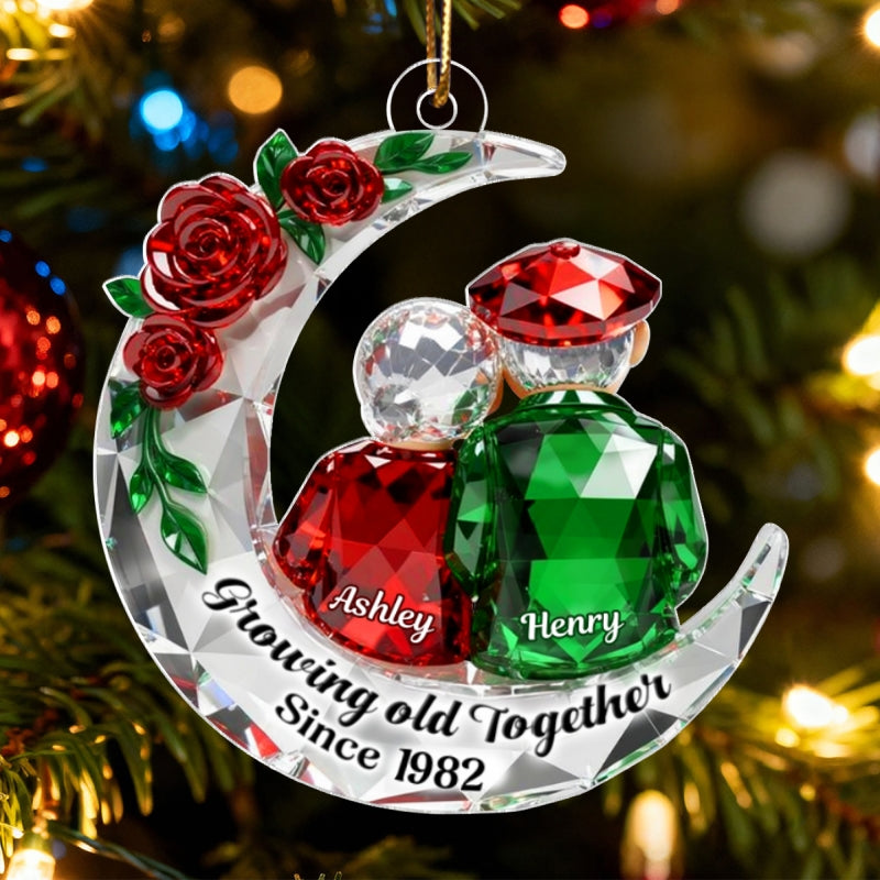 3D Crystal Effect Couple Love to the Moon and Back - Personalized Acrylic Ornament - Christmas Gift for Couple
