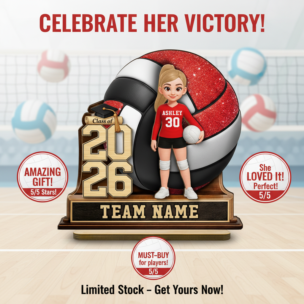 Volleyball Senior Keepsake 2D Flat - Personalized 2-Layered Wooden Plaque - Graduation Gift For Daughter, Graduates, Class of 2026