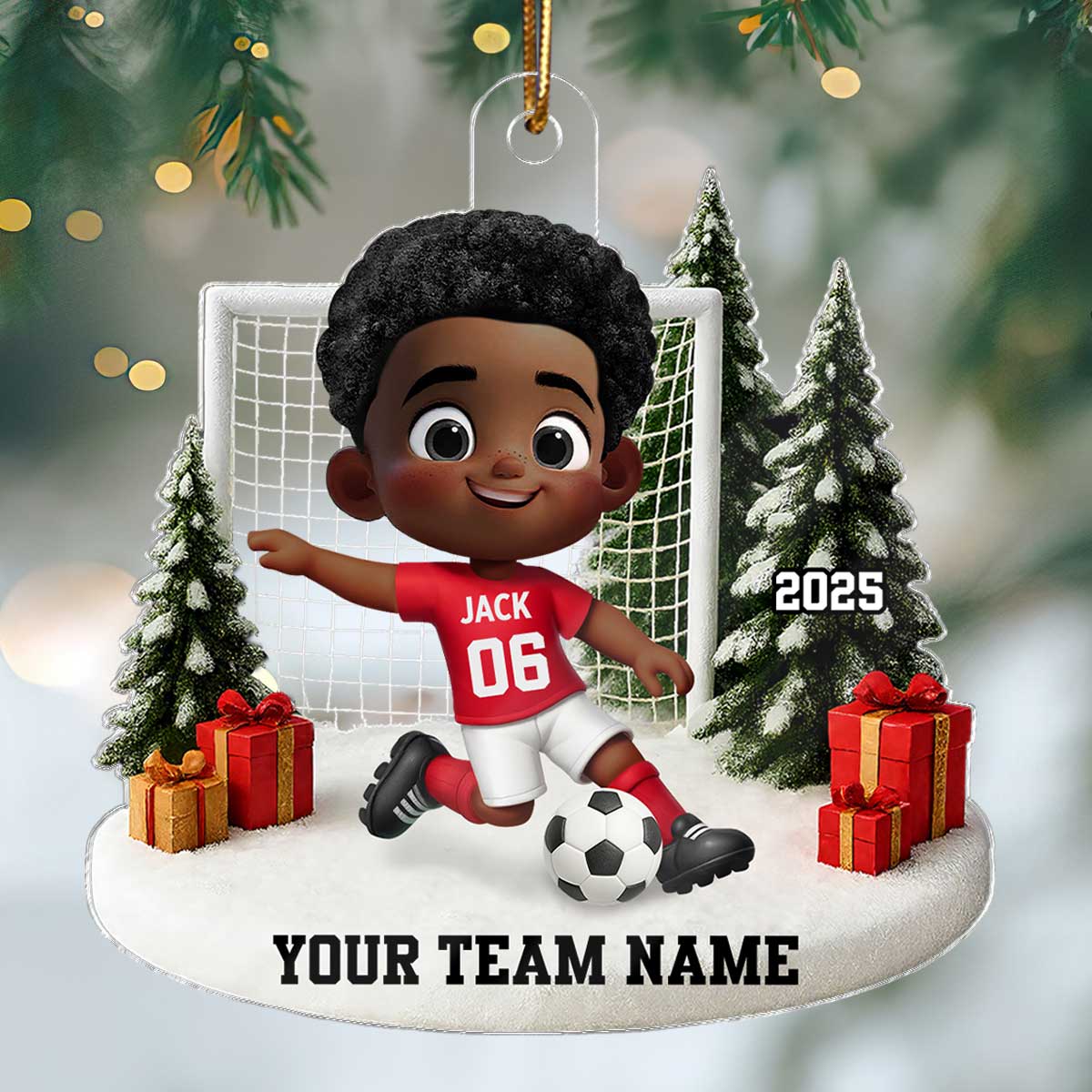 3D Effect Kid Soccer Player - Personalized Acrylic Ornament - Gift For Soccer Lovers, School Soccer Team