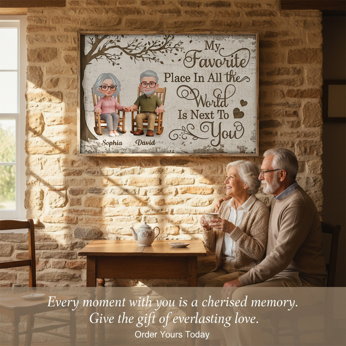 Eternal Love Couple On Rocking Chair - Personalized Poster - Valentine's Day Gift For Couple