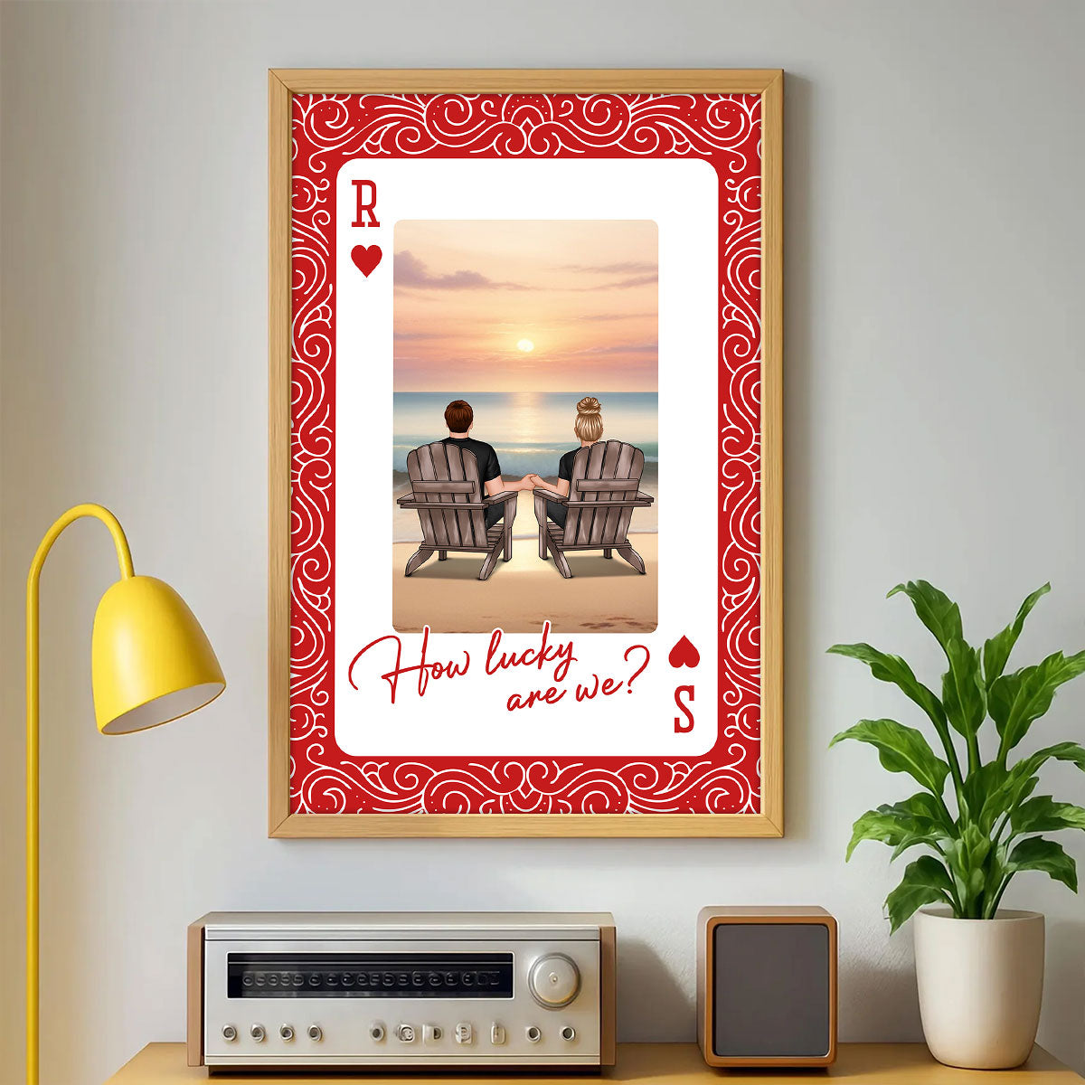 How Lucky We Are Couple Back View At Beach - Personalized Poster - Anniversary, Valentine's Day Gift, Gift For Him, Gift For Her