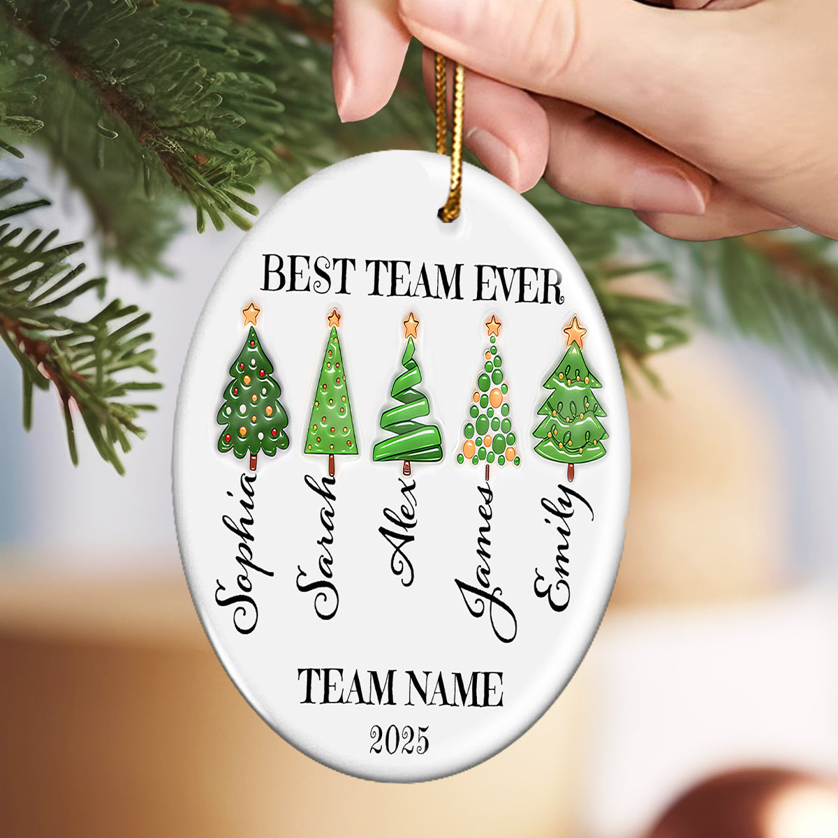 Best Team Ever Work Team Member - Personalized Ceramic Ornament - Corporate Gift Exchange