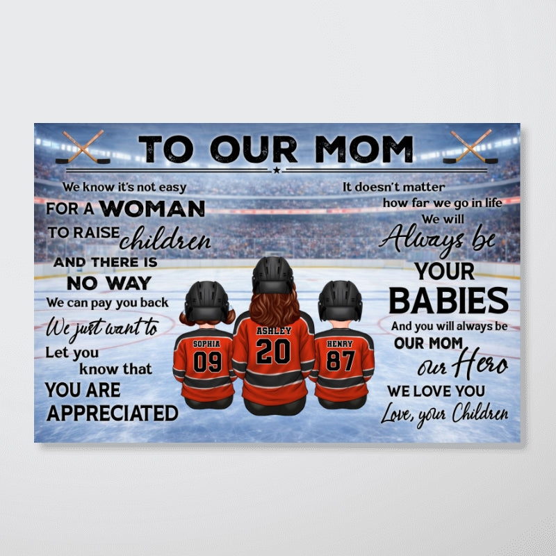 To Our Mom Hockey Kids Family - Personalized Poster - Heartfelt Gift For Hockey Mom, Gift For Wife