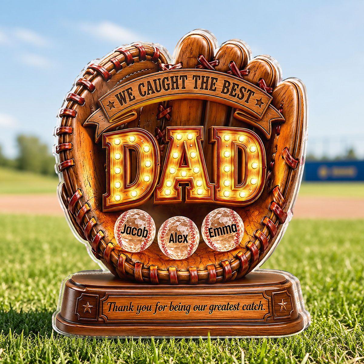Great Baseball Dad - Personalized Acrylic Block Plaque -  Gift for Dad, Husband