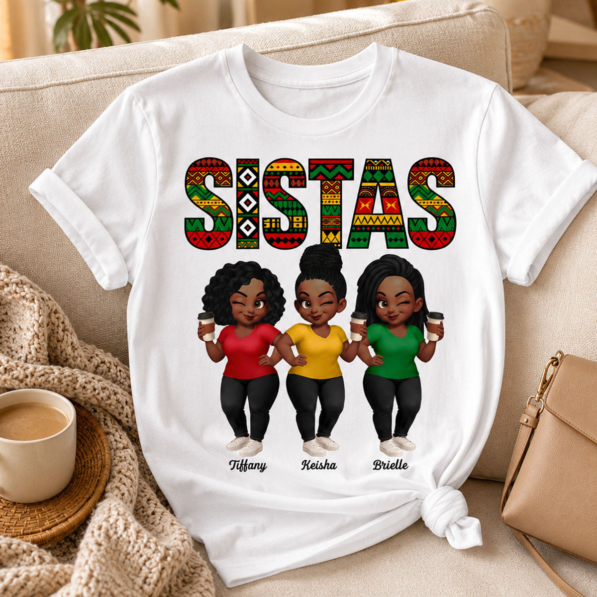 Tribal Pattern Besties Sistas Sisters - Personalized Shirt - Birthday Gift, Gift For Best Friends